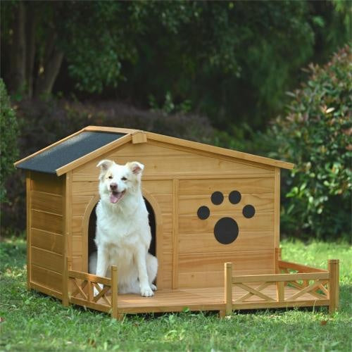 Wooden Dog House Outdoor With Porch