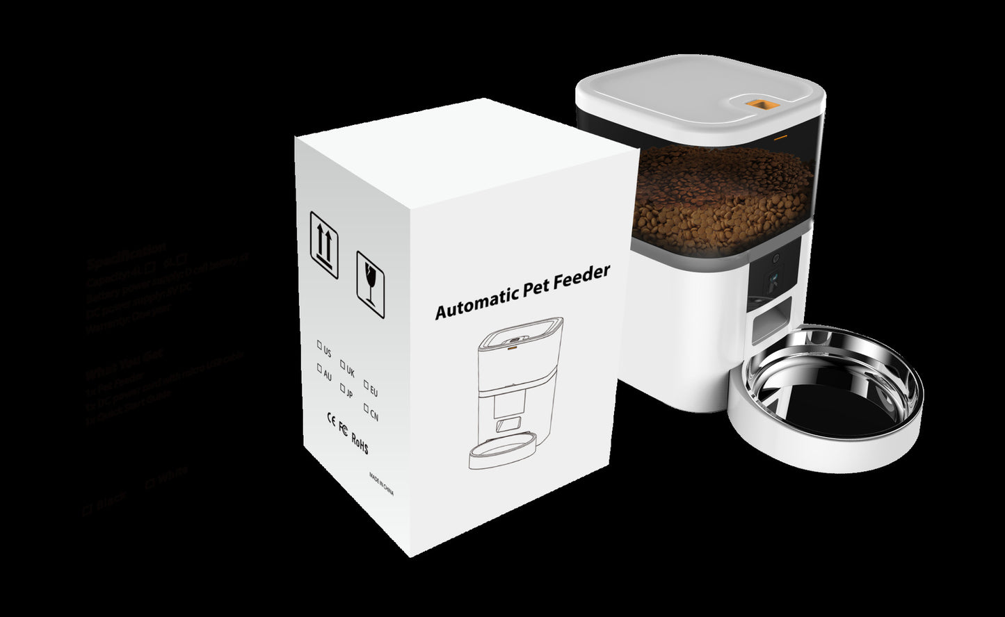 Video Camera With Adjustable Pet Feeder
