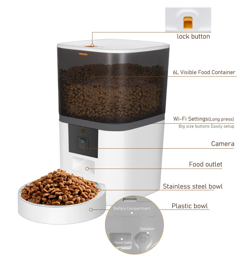 Video Camera With Adjustable Pet Feeder