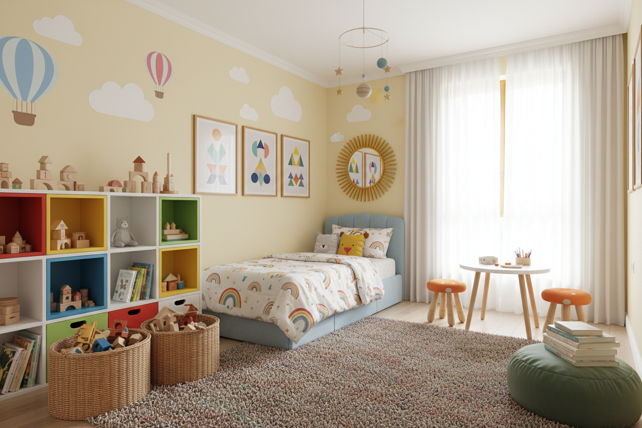Modern kids bedroom interior